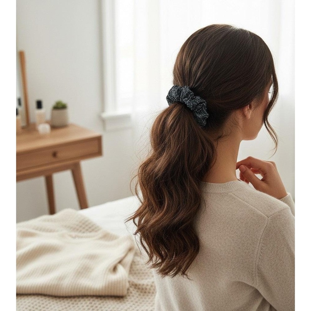 Spooky Spider Web Halloween Hair Scrunchie‎
